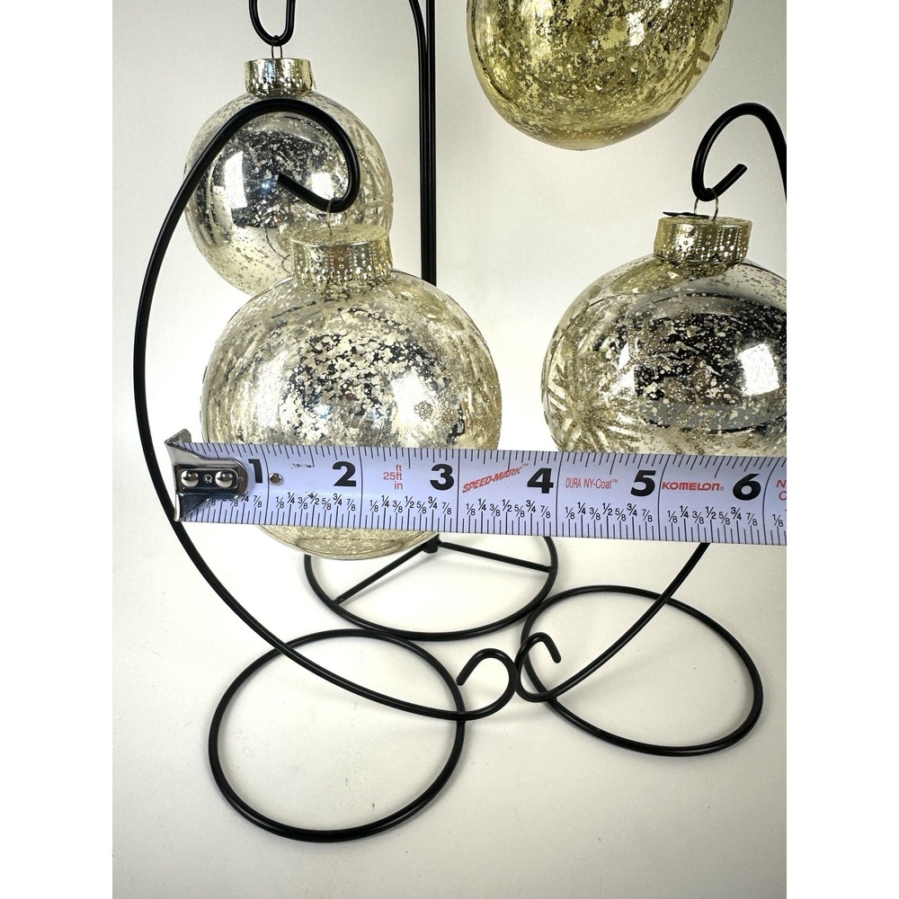 Set Of 4 Silver /gold Crackle Shatterproof Ornaments Mercury Glass Look 3" - Picture 5 of 6